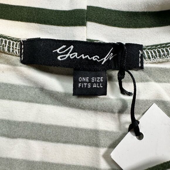 NWT YANA K Women’s Green/White Stripe Crew Neck Short Sleeve Top Blouse- Size OS - Picture 2 of 4